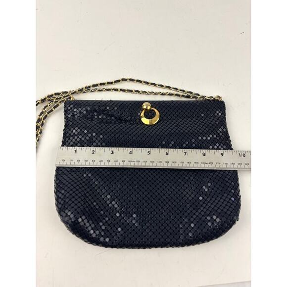 Vintage Dark Blue Metal Mesh Crossbody Bag 1980s - Picture 8 of 16